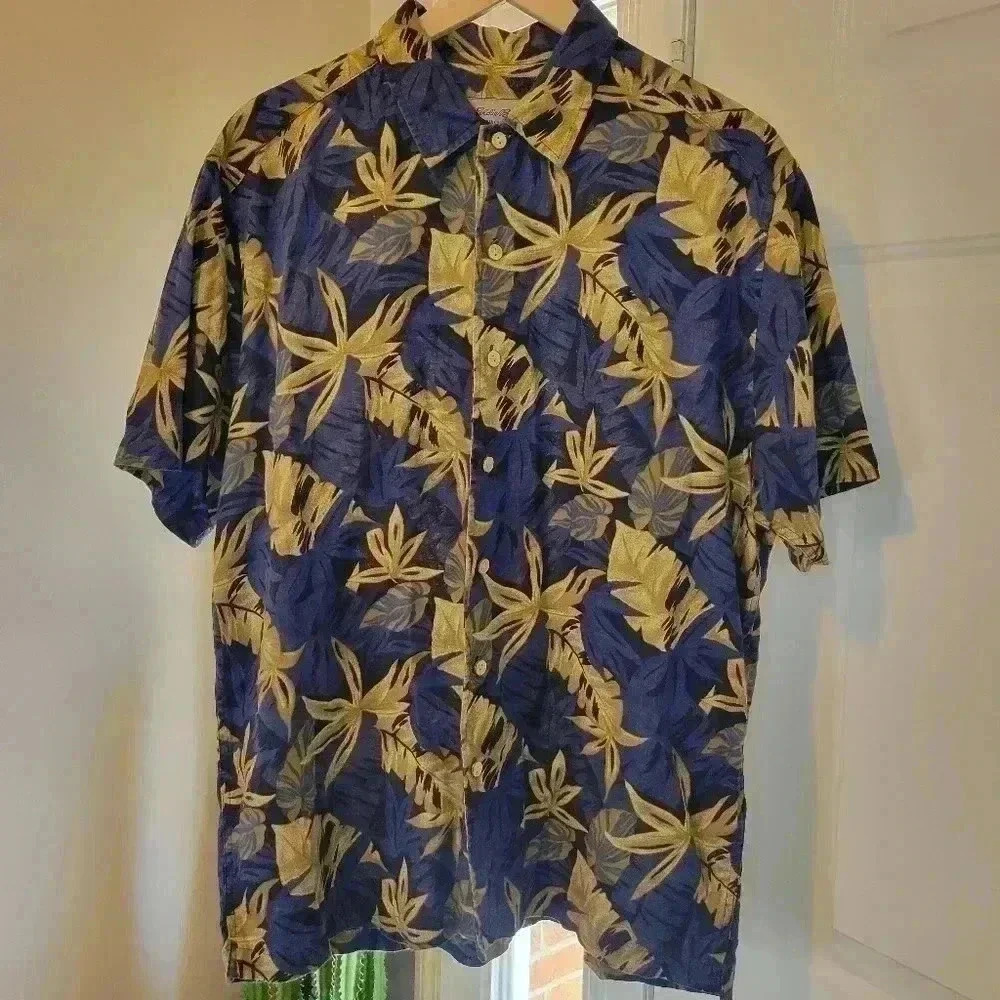 Eddie Bauer Linen & Cotton Floral‎ Short Sleeve Button Up, Size M